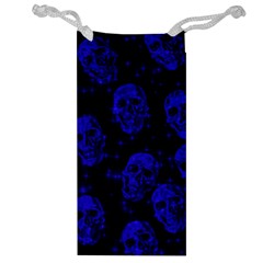 Sparkling Glitter Skulls Blue Jewelry Bag by ImpressiveMoments