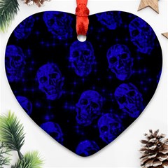 Sparkling Glitter Skulls Blue Heart Ornament (two Sides) by ImpressiveMoments