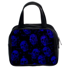 Sparkling Glitter Skulls Blue Classic Handbags (2 Sides) by ImpressiveMoments