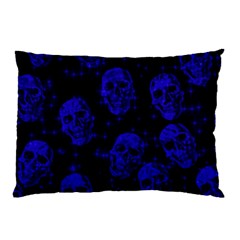 Sparkling Glitter Skulls Blue Pillow Case by ImpressiveMoments