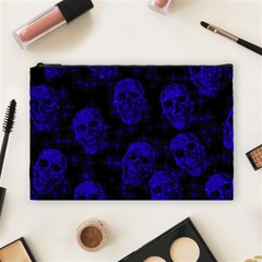 Sparkling Glitter Skulls Blue Cosmetic Bag (large)  by ImpressiveMoments