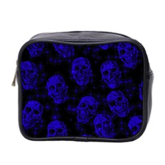 Sparkling Glitter Skulls Blue Mini Toiletries Bag 2-side by ImpressiveMoments