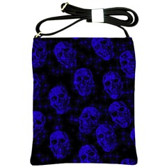 Sparkling Glitter Skulls Blue Shoulder Sling Bags by ImpressiveMoments