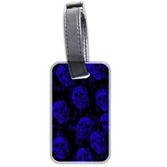 Sparkling Glitter Skulls Blue Luggage Tags (two Sides) by ImpressiveMoments