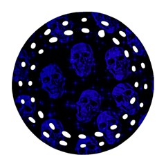 Sparkling Glitter Skulls Blue Ornament (round Filigree) by ImpressiveMoments