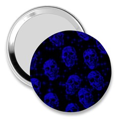 Sparkling Glitter Skulls Blue 3  Handbag Mirrors by ImpressiveMoments