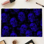 Sparkling Glitter Skulls Blue Cosmetic Bag (XXL)  Front