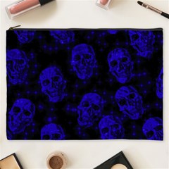 Sparkling Glitter Skulls Blue Cosmetic Bag (xxxl)  by ImpressiveMoments