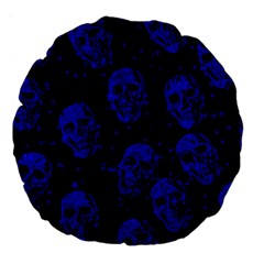 Sparkling Glitter Skulls Blue Large 18  Premium Round Cushions by ImpressiveMoments