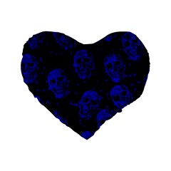 Sparkling Glitter Skulls Blue Standard 16  Premium Heart Shape Cushions by ImpressiveMoments