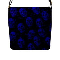 Sparkling Glitter Skulls Blue Flap Messenger Bag (l)  by ImpressiveMoments