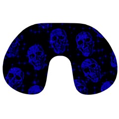 Sparkling Glitter Skulls Blue Travel Neck Pillows by ImpressiveMoments