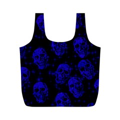 Sparkling Glitter Skulls Blue Full Print Recycle Bags (m)  by ImpressiveMoments