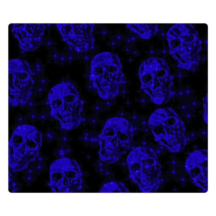 Sparkling Glitter Skulls Blue Double Sided Flano Blanket (Small) 