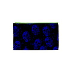 Sparkling Glitter Skulls Blue Cosmetic Bag (xs) by ImpressiveMoments