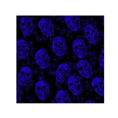 Sparkling Glitter Skulls Blue Small Satin Scarf (square) by ImpressiveMoments