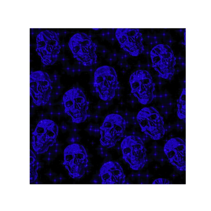 Sparkling Glitter Skulls Blue Small Satin Scarf (Square)