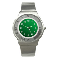 Green Beach Fractal Backdrop Background Stainless Steel Watch by Simbadda