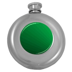 Green Beach Fractal Backdrop Background Round Hip Flask (5 Oz) by Simbadda