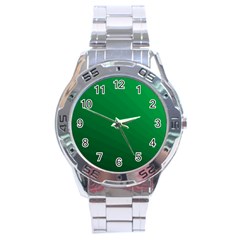 Green Beach Fractal Backdrop Background Stainless Steel Analogue Watch by Simbadda