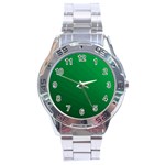 Green Beach Fractal Backdrop Background Stainless Steel Analogue Watch Front