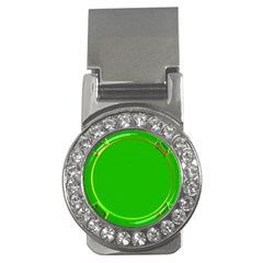 Green Circle Fractal Frame Money Clips (cz)  by Simbadda