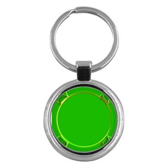 Green Circle Fractal Frame Key Chains (round)  by Simbadda