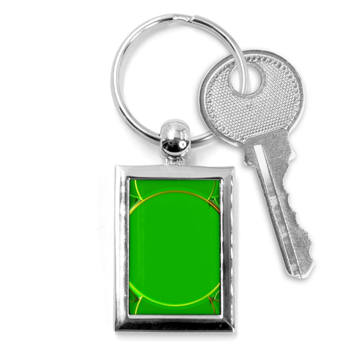 Green Circle Fractal Frame Key Chains (Rectangle) 