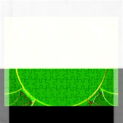 Green Circle Fractal Frame Rectangular Jigsaw Puzzl by Simbadda