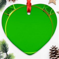 Green Circle Fractal Frame Heart Ornament (two Sides) by Simbadda