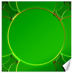 Green Circle Fractal Frame Canvas 16  X 16   by Simbadda