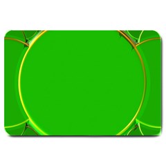 Green Circle Fractal Frame Large Doormat  by Simbadda