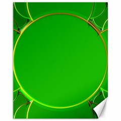 Green Circle Fractal Frame Canvas 11  X 14   by Simbadda