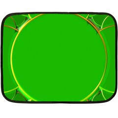 Green Circle Fractal Frame Double Sided Fleece Blanket (mini)  by Simbadda