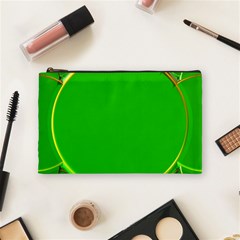 Green Circle Fractal Frame Cosmetic Bag (medium)  by Simbadda