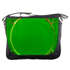 Green Circle Fractal Frame Messenger Bags by Simbadda