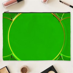 Green Circle Fractal Frame Cosmetic Bag (xxxl)  by Simbadda