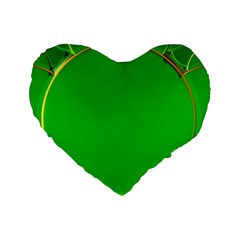 Green Circle Fractal Frame Standard 16  Premium Heart Shape Cushions by Simbadda