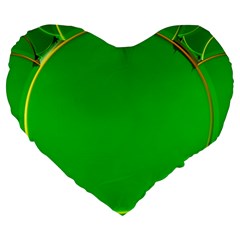 Green Circle Fractal Frame Large 19  Premium Heart Shape Cushions by Simbadda