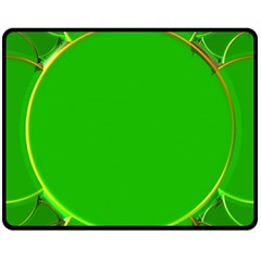 Green Circle Fractal Frame Double Sided Fleece Blanket (medium)  by Simbadda