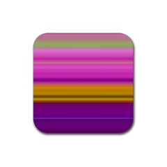 Stripes Colorful Background Colorful Pink Red Purple Green Yellow Striped Wallpaper Rubber Coaster (square)  by Simbadda