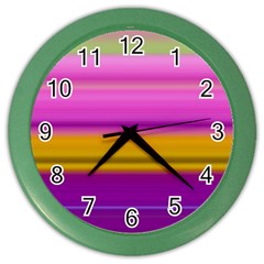 Stripes Colorful Background Colorful Pink Red Purple Green Yellow Striped Wallpaper Color Wall Clocks by Simbadda