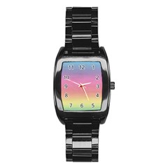 Watercolor Paper Rainbow Colors Stainless Steel Barrel Watch by Simbadda