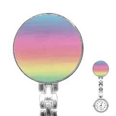 Watercolor Paper Rainbow Colors Stainless Steel Nurses Watch by Simbadda