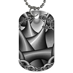 Grey Fractal Background With Chains Dog Tag (one Side) by Simbadda