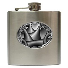 Grey Fractal Background With Chains Hip Flask (6 Oz) by Simbadda