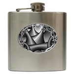 Grey Fractal Background With Chains Hip Flask (6 oz) Front