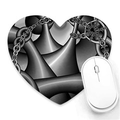 Grey Fractal Background With Chains Heart Mousepads by Simbadda