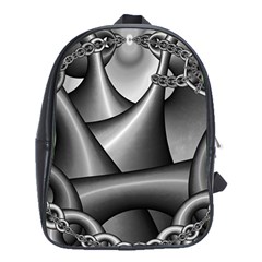 Grey Fractal Background With Chains School Bags (xl)  by Simbadda