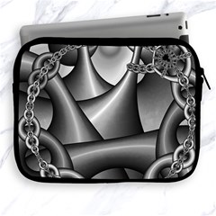 Grey Fractal Background With Chains Apple Ipad 2/3/4 Zipper Cases by Simbadda